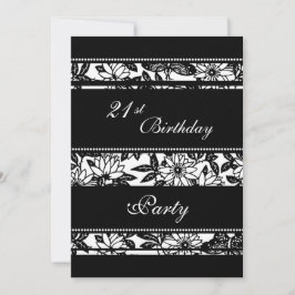 21ras invitaciones blancos y negros de la fiesta