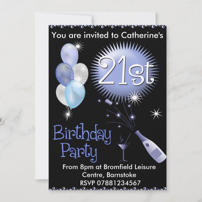 21ro Invitación de la fiesta de cumpleaños - (Anverso)