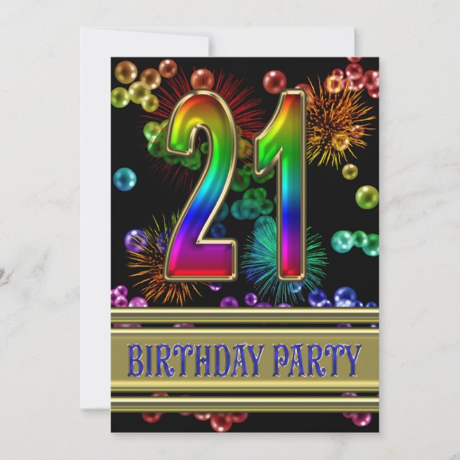 21ro Invitación de la fiesta de cumpleaños con las (Anverso)
