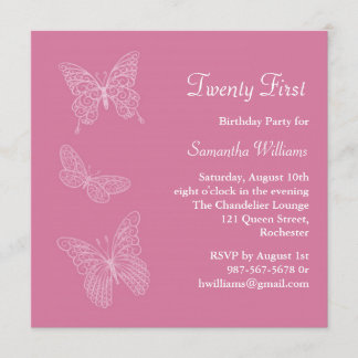 21ro Invitación del cumpleaños de la mariposa