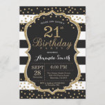 21ro Invitación del cumpleaños. Negro y purpurina<br><div class="desc">21ro Invitación del cumpleaños para las mujeres o el hombre. El negro y la fiesta de cumpleaños del oro invitan. Confeti del purpurina del oro. Rayas blancos y negros. Digitaces imprimibles. Para el arreglo para requisitos particulares adicional, haga clic por favor el "personalizar él" botón y utilice nuestra herramienta de...</div>