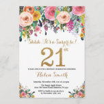 21ro oro de la invitación del cumpleaños de la<br><div class="desc">21ra invitación del cumpleaños de la sorpresa floral para las mujeres. Flor floral de la acuarela. Purpurina del oro. Flor rosada, amarilla, anaranjada, púrpura. Cumpleaños adulto. Para el arreglo para requisitos particulares adicional, haga clic por favor el "personalizar él" botón y utilice nuestra herramienta de diseño para modificar esta plantilla....</div>