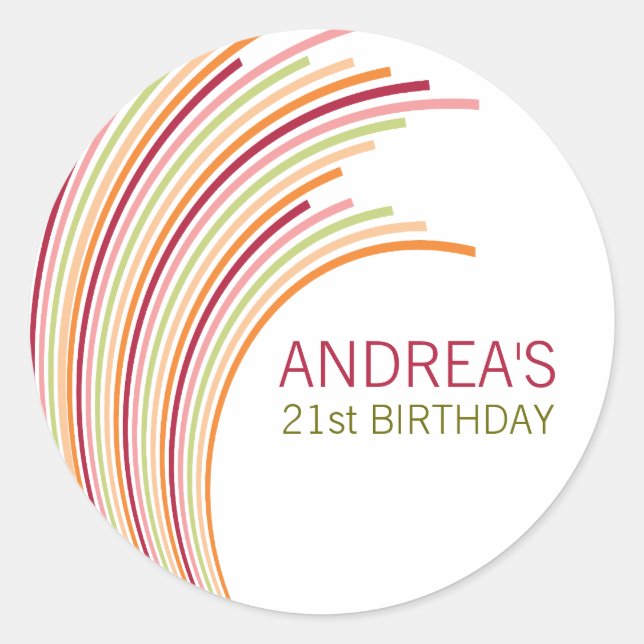 21ro pegatina del favor de la fiesta de cumpleaños (Anverso)