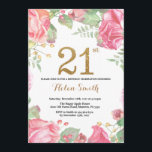 21ro purpurina floral del oro de la invitación del<br><div class="desc">21ra invitación floral del cumpleaños para las mujeres. Flor floral botánica de la acuarela. Purpurina del oro. Flores florales de los Peonies rosados. Cumpleaños adulto. Para el arreglo para requisitos particulares adicional,  haga clic por favor el "personalizar él" botón y utilice nuestra herramienta de diseño para modificar esta plantilla.</div>