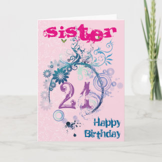21ro Tarjeta de cumpleaños para la hermana