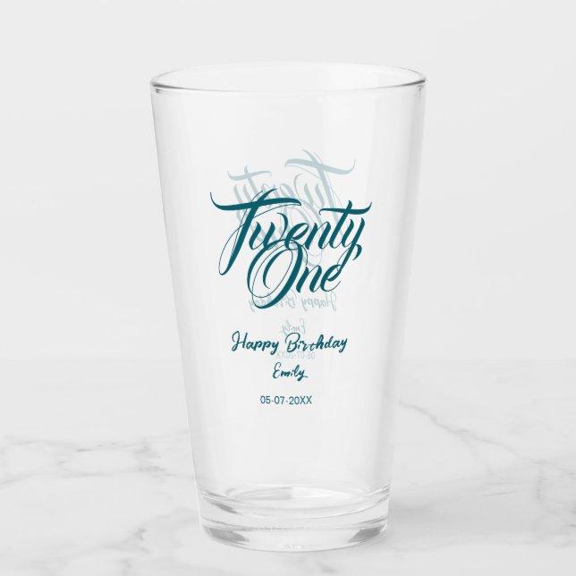 21st birthday add name date year blue template thi (Anverso)