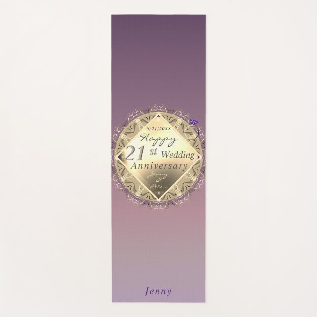 21st Wedding Anniversary Brass Yoga Mat (Anverso)