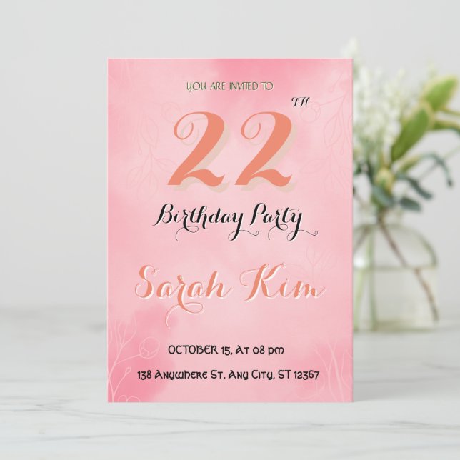 22.ª invitación de cumpleaños (Anverso de pie)