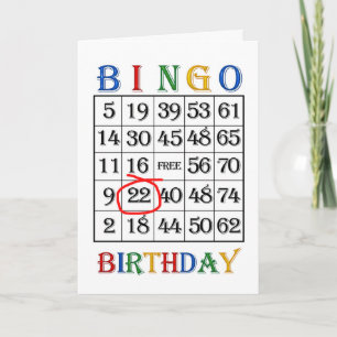 22.ª tarjeta de Bingo de Cumpleaños