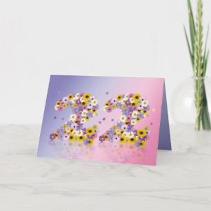22.ª tarjeta de cumpleaños con letras floridas