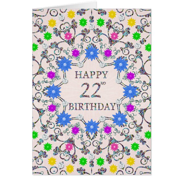 22.º cumpleaños Flores abstractas (Frente)