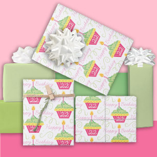 22.º Papel de relleno de pasteles verdes rosados