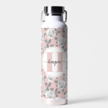22 oz. de Jardín Rosa Monograma Botella de agua ro