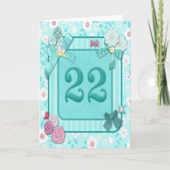 22da tarjeta de cumpleaños con las flores (Anverso)