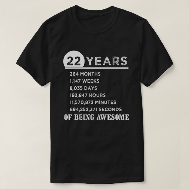 22do Camisa del cumpleaños regalos del aniversario (Diseño del anverso)