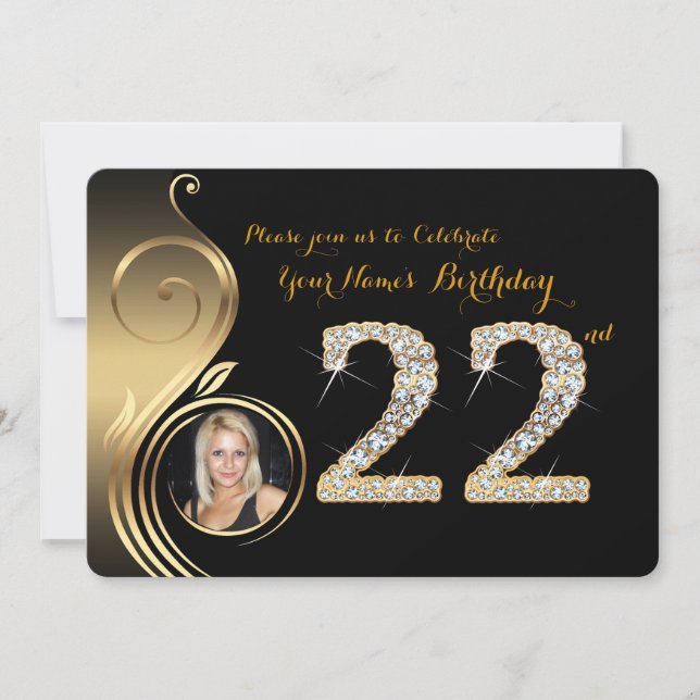 22do, invitación del cumpleaños, diamante del (Anverso)