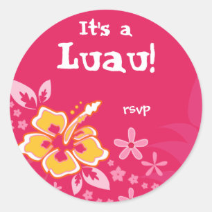232 Pegatinas de Luau Fiesta RSVP Hibiscus Pink