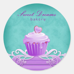 232 Pegatinas de panadería Blue Purple Cupcake Str