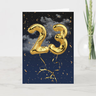 23.ª Tarjeta de Confetti y globo de oro de cumplea