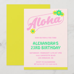 23 invitaciones de cumpleaños Tropical Aloha Pink