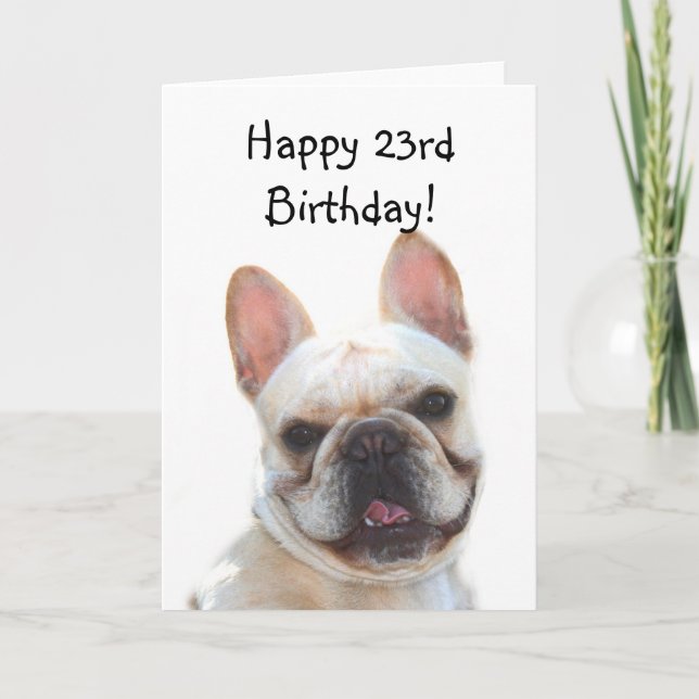 23ro tarjeta de felicitación feliz del bulldog (Anverso)
