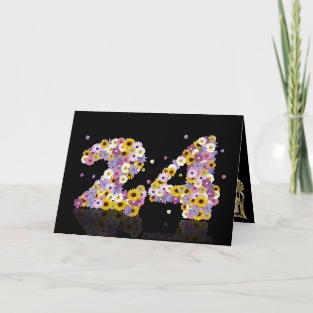 24.ª tarjeta de cumpleaños con letras floridas (Anverso)