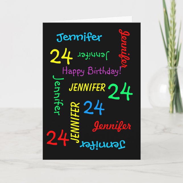 24.ª tarjeta de Personalizado de cumpleaños cualqu (Anverso)