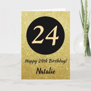 24.ª tarjeta de Purpurina de cumpleaños feliz negr