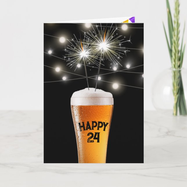 24.º Cumpleaños Sparkler En Tarjeta De Vidrio De C (Anverso)