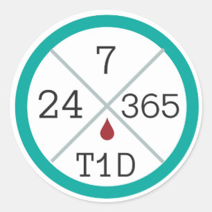 24/7/365 T1D Pegatina de vida