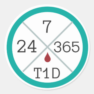 24/7/365 T1D Pegatina de vida