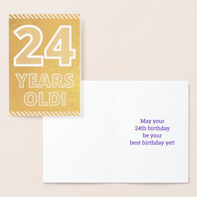 24 Aniversario audaz: "¡24 AÑOS!" Tarjeta de Relie (Demostración)