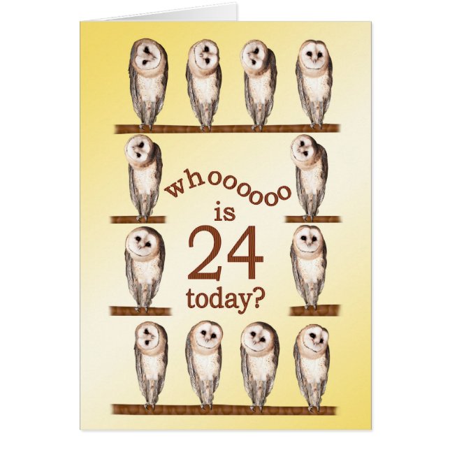24 cumpleaños, tarjeta Curious owls. (Frente)
