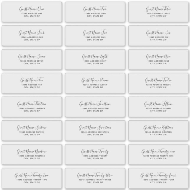 24 Etiquetas de dirección de invitados de boda ind (Anverso)