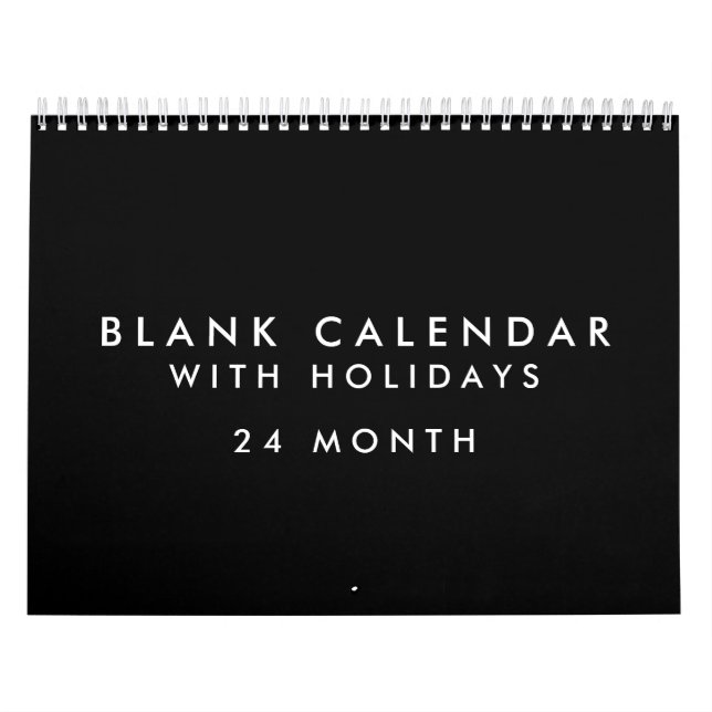 24 Meses Blanco Calendario Negro Con Vacaciones (Tapa)