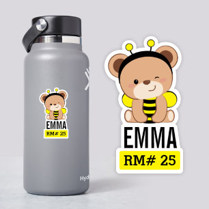 24 Pegatina de botellas de la escuela Bear Bee Cos