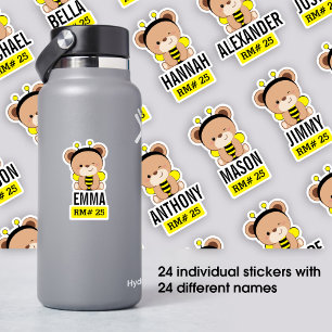 24 Pegatina de botellas de la escuela Bear Bee Cos