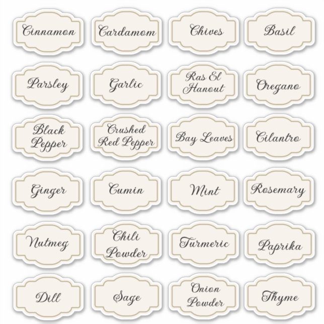 24 pegatinas de pantería con hierbas y especias de (Anverso)