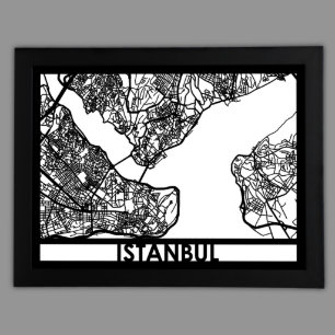 24" X 18" cortó el mapa de la ciudad de Estambul
