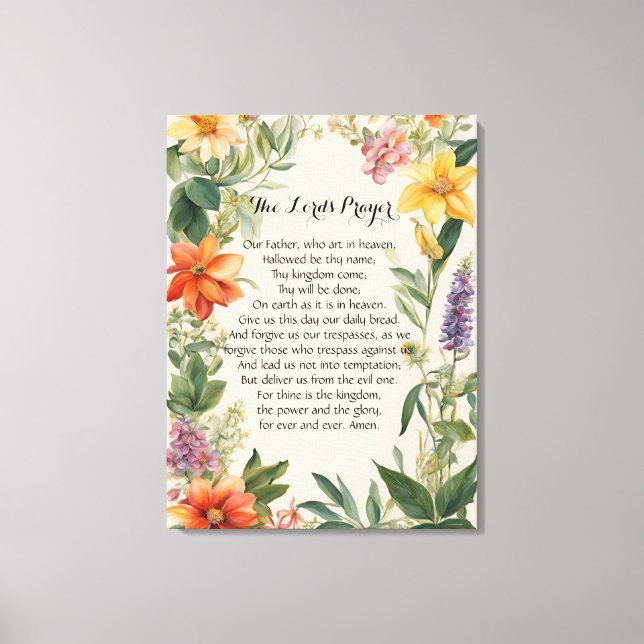 24 x 32 Impresión de lienzo de oración del Señor (Anverso)