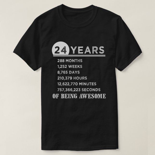 24to Camisa del cumpleaños 24 regalos del (Diseño del anverso)