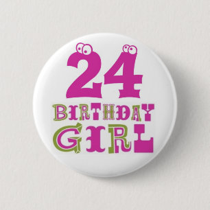 24to Insignia del botón del chica del cumpleaños