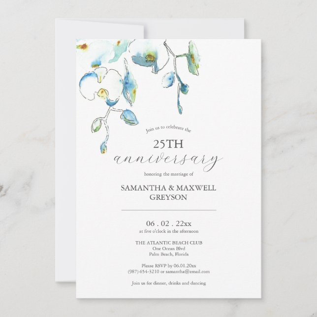 25º Aniversario Boda Invitaciones Floral (Anverso)