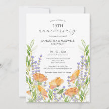 25º Aniversario Boda Invitaciones Floral