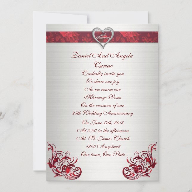 25º aniversario del boda Invitación a la renovació (Anverso)