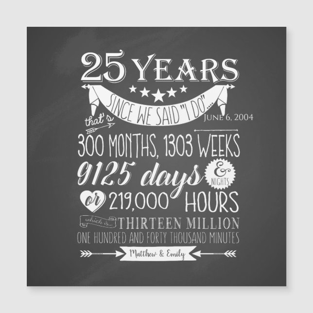 25º aniversario del boda, pizarra, 25 años (Anverso)