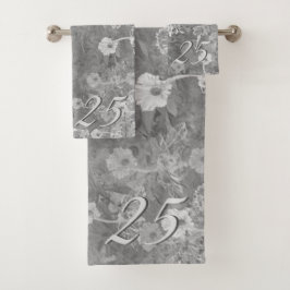 25º/Personalizado Aniversario Floral Gris