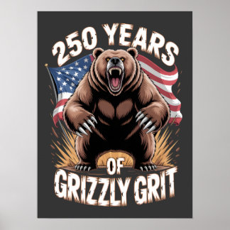 250 Años de Tenacidad Grizzly Arte Patriótico de O