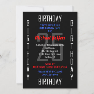 25.ª invitación a la fiesta de cumpleaños 25