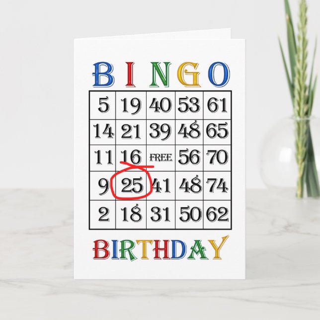 25.ª tarjeta de Bingo de Cumpleaños (Anverso)
